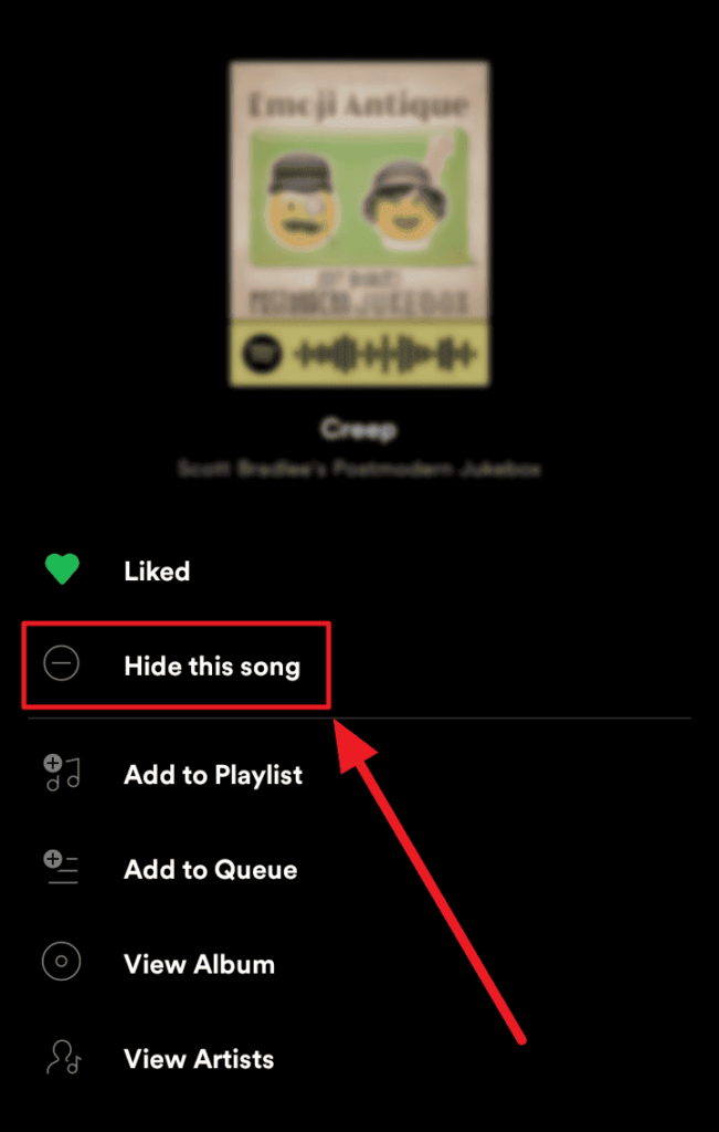 hide this song spotify 