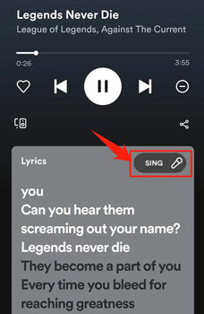 spotify sing button 