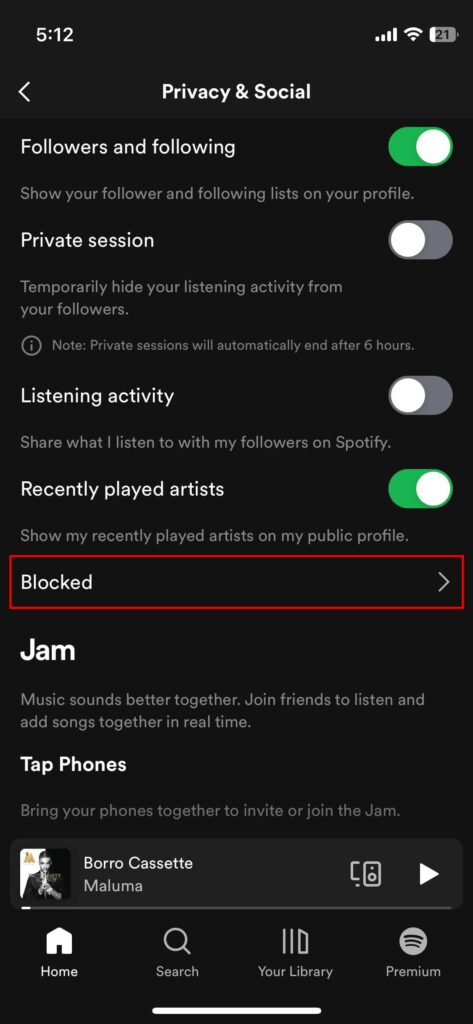 Unblock People on the Spotify iOS App