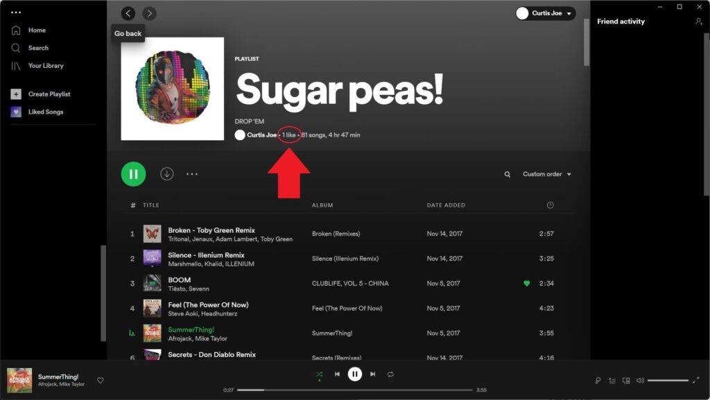 See the Number of Likes on your Spotify Playlist from the Web Browser