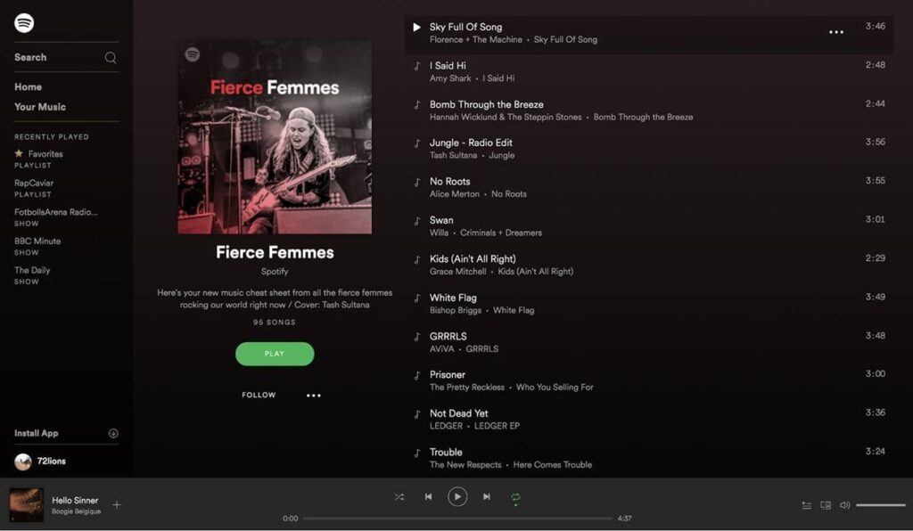 Spotify web player